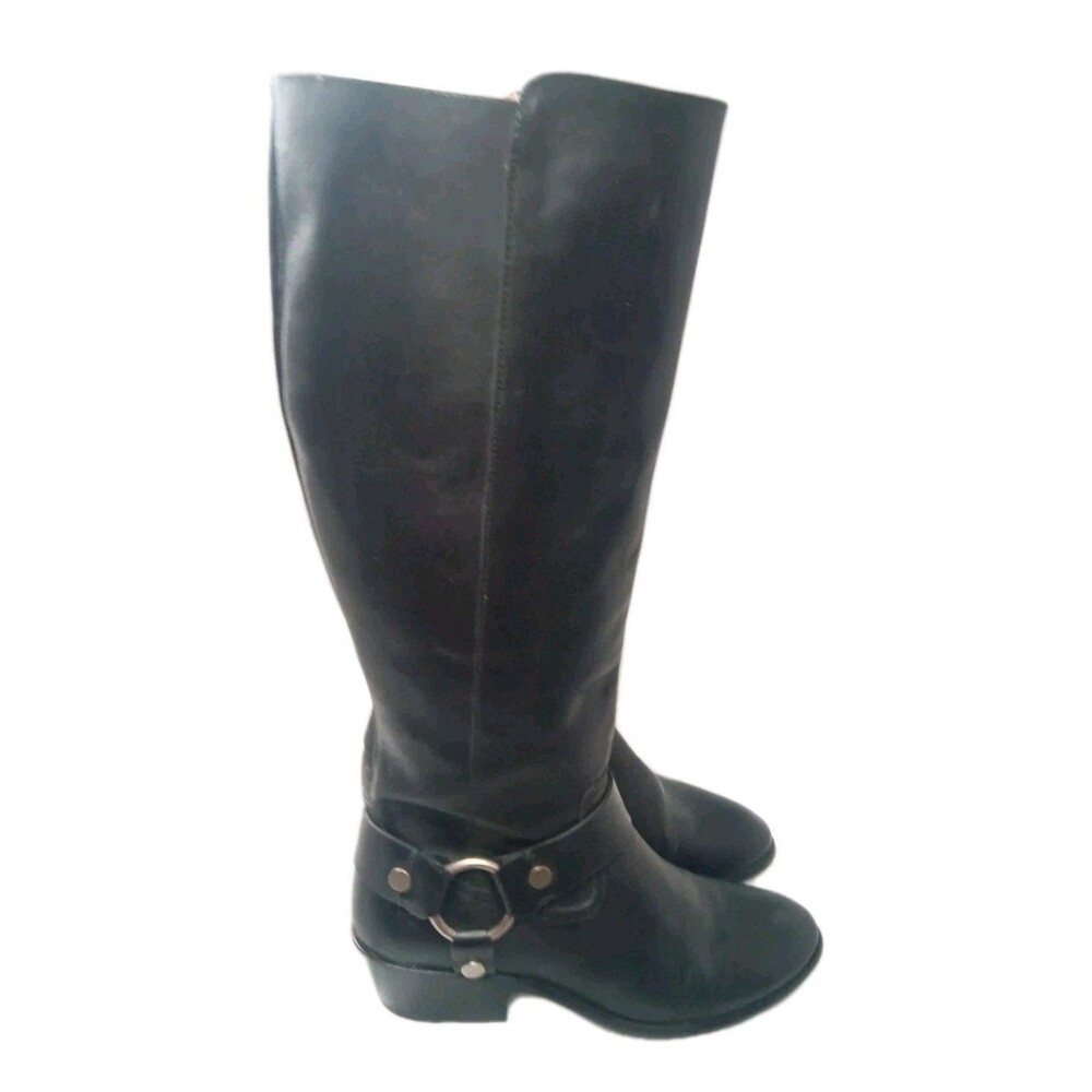 Frye Carson Harness Boots Women's Size 9 M Western Tall Black Leather  3470838